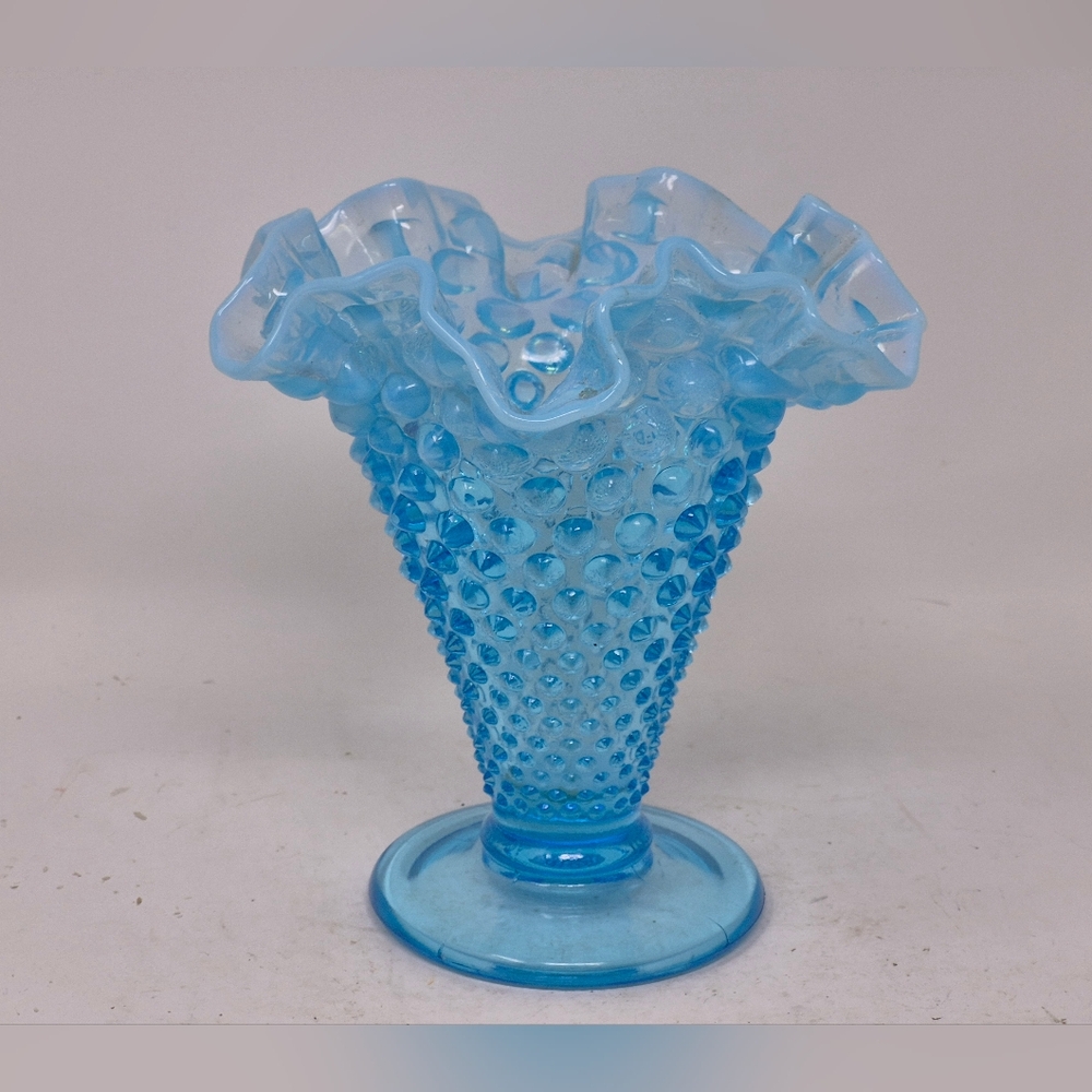 Blue Vintage Hobnail Glass Vase